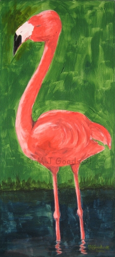 Painting of a Flamingo by Maggie Goodsell